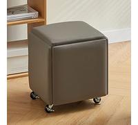 HczioN Chaise cubique Pouf gigogne 5 en 1, tabourets empilables, Banc Pouf carré en Cuir, Repose-Pieds avec roulettes pour Salon Chambre, Salle à Manger, Ensemble de 5 poufs (Taille : Gris B)