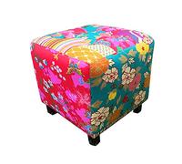 HczioN Cube Ottoman, Petit Pouf carré en Lin Ottoman capitonné à Boutons, Tabourets Ottomans capitonnés pour Le Salon, l'entrée, Le Couloir, Le Repose-Pieds, Le Support (Size : Cotton Linen A)