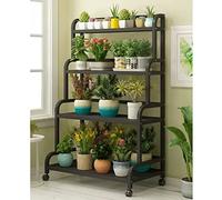 HczioN Étagère à plantes à 4 niveaux, support de jardinière en métal d'intérieur de 140 cm, support d'étagère d'affichage de pot de fleur pour le balcon de terrasse de jardin à l'extérieur des étag