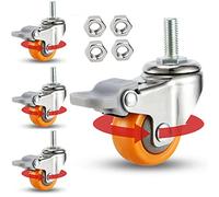 HCZION roulettes à Tige filetée M6/M8/M10, roulettes pivotantes en Caoutchouc (Lot de 4 Robustes 800 LB), roulettes de Chariot Industriel, roulettes de Rechange pour établi, 4 Freins-M6