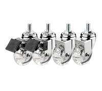 HCZION roulettes pivotantes à Tige pour Meubles, roulettes pivotantes en Caoutchouc PU Transparent avec Frein, Tige filetée M8 x 25 mm / m10 x 25 mm, roulettes de Rechange silencieuses pour Meubles