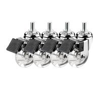 HCZION roulettes pivotantes à Tige pour Meubles, roulettes pivotantes en Caoutchouc PU Transparent avec Frein, Tige filetée M8x25mm/m10x25mm, roulettes de Rechange silencieuses pour Meubles, 4 pièc
