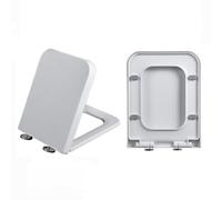 HCZKIUJY Abattant de WC carré à Fermeture Douce, Fermeture Lente, avec charnière à dégagement Rapide, Couvercle d'abattant de WC carré, siège de Toilette à Fixation supérieure carré Blanc,04F