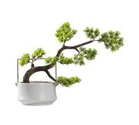 HCZKIUJY Arbre bonsaï Artificiel, Fausse Plante, Pot de Fleurs Rond en céramique, décoration de Table pour Salon, pin Artificiel pour accueillir Les invités, Plante décorative en Pot