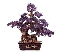 HCZKIUJY Arbre de Cristal Porte-Bonheur et prospérité, bonsaï en Cristal et Pierres précieuses, décoration Feng Shui pour la Richesse, la Fortune et la Chance, Arbre à Argent des chakr(Purple)