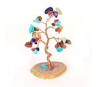 HCZKIUJY Arbre de Cristal Porte-Bonheur et Richesse, Arbre en Gravier de Fluorite Naturelle, Arbre en Pierre précieuse de guérison Naturelle des Sept Chakras, Arbre à Argent et à Pierr(B)