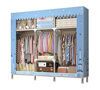 HCZKIUJY Armoire en toile, organiseur de rangement portable, armoire en tissu avec rail de suspension, étagères, placard pliable pour chambre à coucher, solide et durable, A-163 x 45 x 172 cm