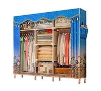 HCZKIUJY Armoire portable en toile, pliable, organiseur de rangement pour chambre à coucher, armoire en tissu avec rail de suspension, E-84 x 46 x 172 cm