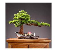 HCZKIUJY Bonsaï Artificiel d'intérieur, Plante Artificielle avec Sculpture de Lotus Rose décorative, Plante d'intérieur Artificielle en Pot pour étagère de bibliothèque, décoration Zen
