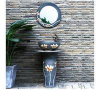 HCZKIUJY Ensemble de lavabos en céramique pour Salle de Bain, lavabo Console sur Pied, sculpté à la Main, pour hôtels et Restaurants, pour intérieur et extérieur, Ensemble de 3 pièces,(4 Piece Set)