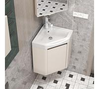 HCZKIUJY Ensemble lavabo d'angle Mural Multifonctionnel en céramique, Meuble-lavabo Compact pour Petits espaces, Robinet mitigeur (One Color-38cm/15)