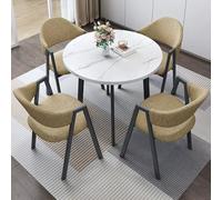 HCZKIUJY Ensemble table et chaises rondes de réception de bureau, petite table de négociation de salle de conférence, table ronde et chaise longue, 1 table et 4 chaises, pour appartement familial