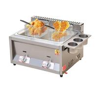 HCZKIUJY Friteuse Professionnelle avec Double Panier et couvercles, Machine à Frire de comptoir en Acier Inoxydable, contrôle précis de la température pour des Frites parfaites et Bien