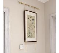 HCZKIUJY Kit d'accrochage de Cadres avec Rail en Laiton, chaînes de Suspension Robustes pour la décoration Murale de Votre galerie ou de Votre Maison, Supports de Cadres sur Mesure (1pc-1.6ft/0.5m)