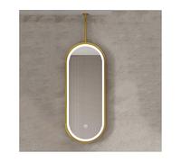 HCZKIUJY Miroir de Salle de Bain Ovale Double Face avec éclairage LED, 3 Couleurs et Rotation à 360°, idéal pour Les entrées, Les dressings et Les Maisons (Gold-50x100cm)