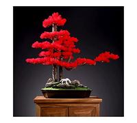 HCZKIUJY Plantes artificielles, bonsaï Artificiel, Grande Plante décorative d'intérieur avec Pot en céramique, Feuilles Rouges et Sculpture de Poney pour la Maison, la Table, Le Bureau