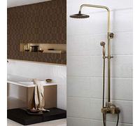 HCZKIUJY Pommeau de Douche à Effet Pluie de 8 Pouces, mitigeur de Panneau en Laiton Antique, Ensemble de robinets de Douche, Ensembles de Douche de Salle de Bain