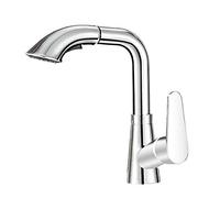 HCZKIUJY Robinet de lavabo avec douchette extractible, mitigeur d'eau Chaude et Froide en Laiton, pivotant à 360°, Embout monotrou, 2 Modes, mitigeur de lavabo de Salle de Bain(Chrome)