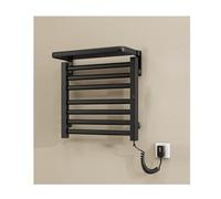 HCZKIUJY Sèche-Serviettes électrique Mural, Porte-Serviettes Chauffant en Acier Inoxydable avec étagère de Rangement Pliable, séchoir à Serviettes Chauffant avec minuterie Tactile et r(Black)