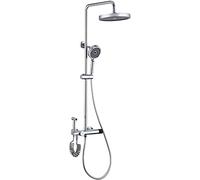 HCZKIUJY Système de douche thermostatique, ensemble de robinet de douche de 25,4 cm ensemble combiné mitigeur mural avec bec de baignoire, pommeau de douche à effet pluie, douchette à main (chromé)