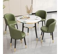 HCZKIUJY Table de conférence de bureau, petite table de salle de réunion, table et chaise de bureau - Petite table de conférence et table de négociation - Table ronde de 80 cm et 4 chaises en cuir