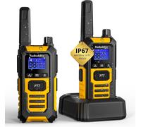 Hd-1 Talkie-Walkie Ip67 Étanche, Ensemble De Radios Robustes Pmr, Résistant À La Poussière Et Aux Chocs Avec Appel De Groupe À Une Touche, Sos, Charge Via Base Et Usb-C (2 Pièces, Jaune)