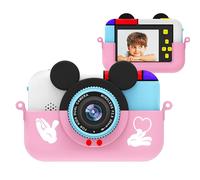 HD 2,4 Pouces écran IPS Enfants 28MP 1080P Mini Appareil Photo Numérique Caméscope Double Lentille 800mAh Batterie Rechargeable Caméras Portables pour Enfants Jouets Selfie Vidéo,Rose