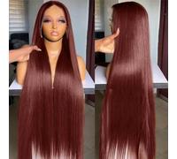 HD 32 pouces brun rougeâtre droite 13X4 dentelle frontale perruques de cheveux humains 180% Remy couleur 13X6 avant perruque cheveux humains pour les femmes-13x6 Lace Wig-24inches-180%