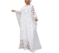 HD Afircan Robe en Mousseline de Soie pour Femme avec col Bateau Taille Unique