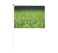 HD Green Nature Mini drapeau à main avec mât solide Blanc - Couleurs vives et résistant à la décoloration - Drapeaux à main avec lance