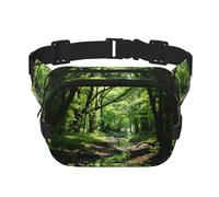 Hd Green Nature Sac banane carré double couche réglable pour exercice, course à pied, voyage, randonnée, noir, One Size