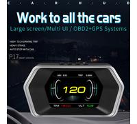 HD Hud Head- up Display OBD2 and GPS Smart Meter Digital Car Speedometer Safety Alarm Noir