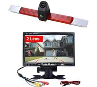 HD IP68 1280Pixels Feu stop Toit Vue arrière Caméra de recul Double objectif avec angle réglable Compatible avec Fiat Ducato aus/Hella 2DA 343 106-201 (appareil photo + moniteur de 17,8 cm)