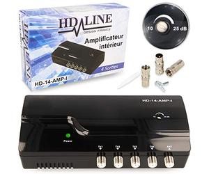 hd-line Amplificateur terrestre TNT 4 Voies UHF VHF Gain 25dB - Amplifier et repartir Le Signal TNT HD-Line 14 AMPI