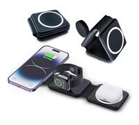 Hd-line Chargeur magnétique sans Fil 3 en 1, Pliable, Compatible avec iPhone 15, 14, 13, 12, Apple Watch Ultra 9/8/7/6/5/4/3/2/SE/AirPods 2/3/Pro, Chargeur Rapide, Noir
