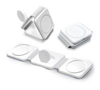 Hd-line Chargeur magnétique sans Fil 3 en 1, Pliable, Compatible avec iPhone 15, 14, 13, 12, Apple Watch Ultra 9/8/7/6/5/4/3/2/SE/AirPods 2/3/Pro, Chargeur Rapide, Blanc