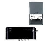 HD-LINE kit4/1 Préamplificateur 4/1 TV Amplificateur + Alimentation 4 sorties TV pour Antenne terrestre TNT Noir