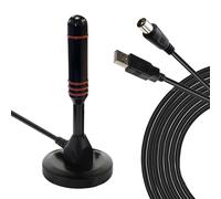 HD-Line & Leyf HD-980T Antenne TV İntérieur Puissante, High Gain VHF-UVF-FM DVB-T2 Décodeur TNT HD Terrestre/Antenne à Base magnétique Portable pour Une réception puissante du Signal TV, 3m Câble
