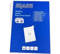 Hd-line Lot de 2400 étiquettes d'adresse autocollantes imprimables, mates, en papier vierge, 70 x 37 mm, 24 étiquettes d'adresse par feuille A4, 24 par feuille A4, blanches