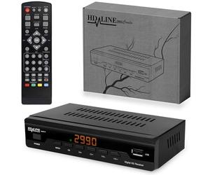 hd-line Récepteur de câble récepteur pour télévision numérique par câble 2990 Combo DVB-C (HDTV, DVB-C/C2, DVB-T/T2, HDMI, Péritel, USB 2.0, Wi-FI en Option) + câble HDMI Noir