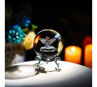 HD LIVING Boule de cristal laser en verre 3D avec support - Ailes d'ange commémoratives - Presse-papier pour femme