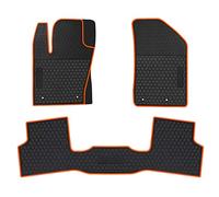 HD-Mart Tapis de Sol de Voiture pour Jeep Renegade 2015 2016 2017 2018 2019 2020 2021 sur Mesure en Caoutchouc Noir et Orange, Protection Contre Les intempéries et inodore