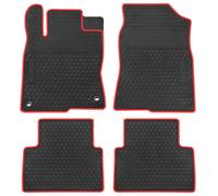 HD-Mart Tapis de Sol en Caoutchouc pour Honda Civic 10e génération 2016-2017-2018-2019 sur Mesure - Noir et Rouge - Résistant et inodore