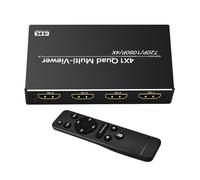 HD Multiviewer Switcher - Aluminum Alloy 11x6x1.6cm, 4K Video Splitter, Quad Output Multiviewer | Seamless Display Management, Production Presentation Tool for Camera Feeds,