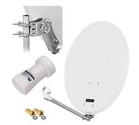 HD Satellite numérique 60 cm Alu Miroir Bol tête LNB Quad 4 Sorties pour la réception de DVB-S/S2 Full HD 3D 4 K Ultra HD (UHD) signaux + fiche gratuites en kit