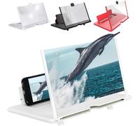 HD Screen Magnifier for Phone with Foldable Holder Stand, Non-Slip Design and Lightweight,Foldable Phone Stand with Screen Amplifier for Videos and Gaming, Compatible with All Phones Amplifier (White)