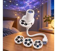 HD Smart 5D Projecteur galaxie holographique 5 en 1 Veilleuse | Col de cygne à 360°, Plug and Play, dynamique, projecteur de plafond, lumière d'ambiance de sommeil