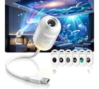 Hd Smart Dynamic 5d Holographic Night Light Projector,Usb Galaxy Projector with 3/6/12/24 Projection Films,Plug-and-Play,360° Adjustable,for Kid Adults Bedroom Ceiling Wall Room, 6 Projection Films