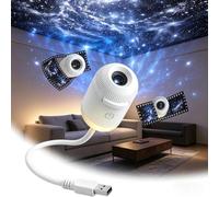HD Smart Dynamic 5D Holographic Night Light Projector,USB Galaxy Projector with 5 Projection Films,Plug-and-Play,360° Adjustable,Galaxy Projectors Night Light for Bedroom Ceiling Wall Room (5 Films-A)