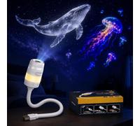 HD Star Projector with 13 Slides, USB Plug-and-Play RGB Night Light | Project stars, galaxies, nebulae, and ocean scenes while six-color RGB lighting adds flexible room ambiance.(4 Slides)